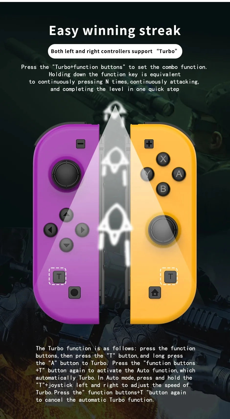 Wireless Gamepad For Switch/OLED/IOS/Android/PC Bluetooth Controller Joystick With Trubo Wake UP 6 Axis Gyro Joycon Game Console