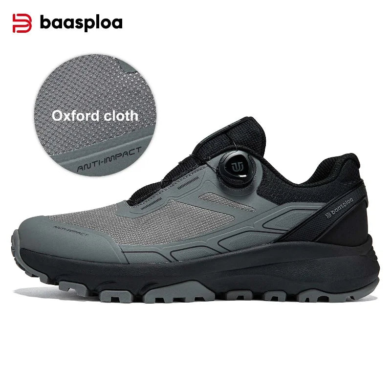 Baasploa Men Hiking Shoes Outdoor Climbing Mesh Breathable Travel Walking Shoes Male Non-Slip Wear Resistant Comfortable Sneaker