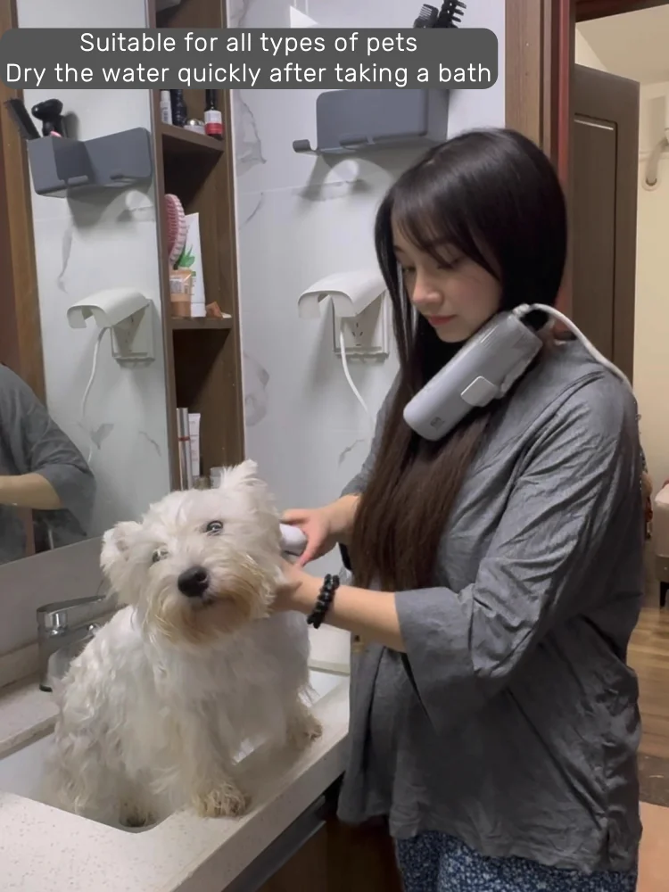 1400W EU Specific Pet Dryer Negative Ion 2-in-1 Hanging Neck/Handheld Hair Drying Blowing for Dog/Cat Bathing Drying&Shaping