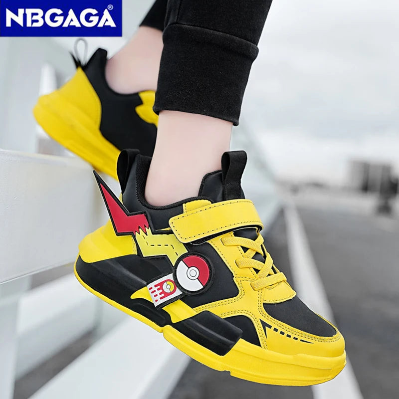 Four Season Sports Kids Cartoon Sneakers Outdoor Boys Classic Running Shoes Pu Leather Children's Walking Footwear Leisure
