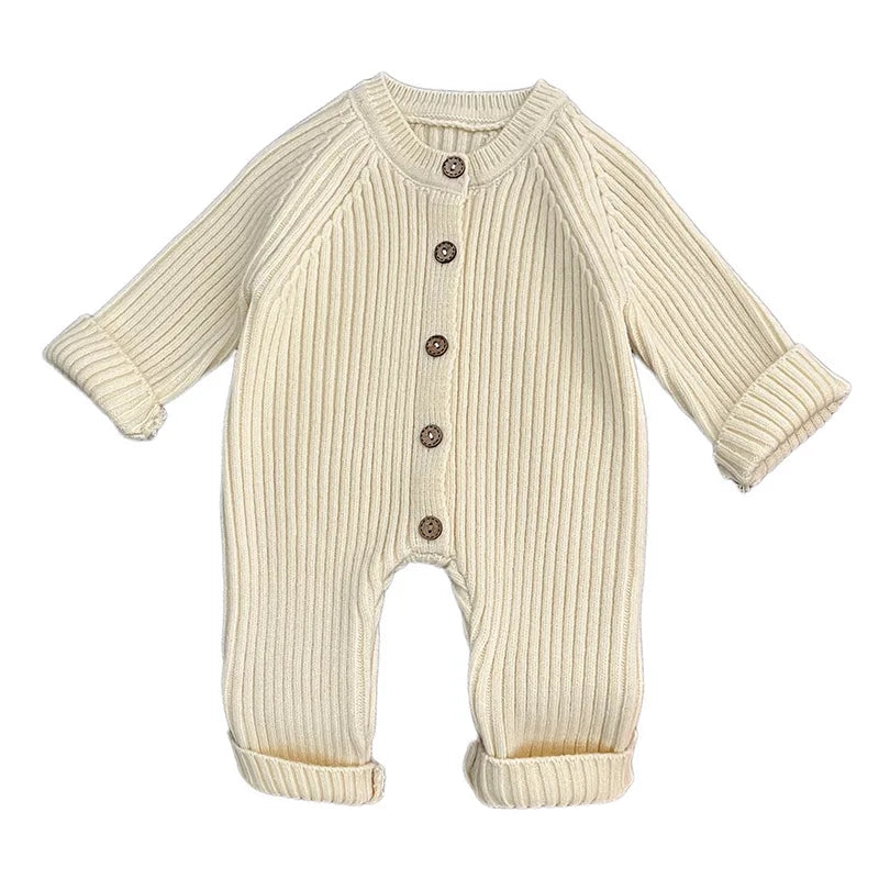 0-3Yrs Winter Newborn Kids Knitted Jumpsuit Thick Climbing Romper Baby Boys Girls Solid Color Casual Autumn Winter Baby Clothes