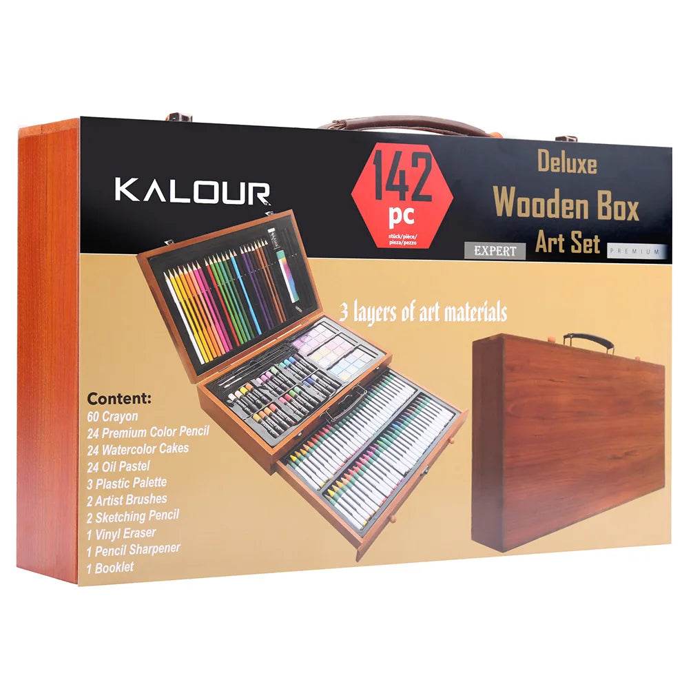 Art Supplies, Aesthetic Cute Preppy Stuff School Supplies, 142-Pack Deluxe Wooden Art Set Crafts Drawing Painting Coloring Kit - AIAZ