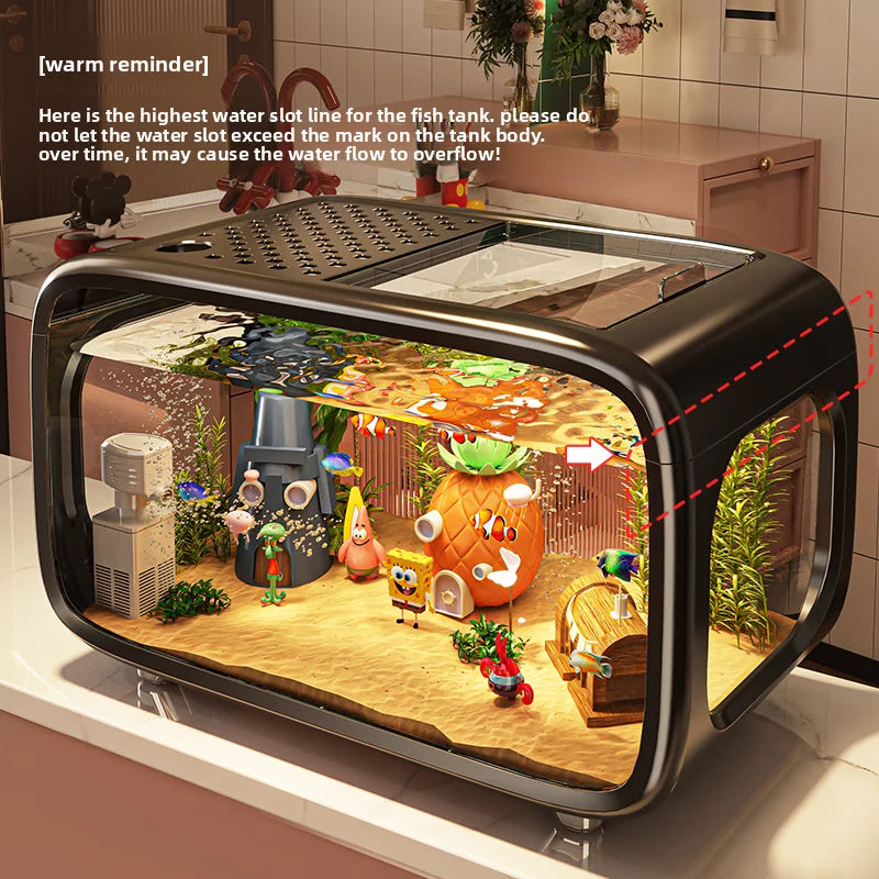 Creative Aquarium Fish Tank Ecological Landscape Set Integrated Filtration Oxygen Generation Machine Transparent Turtle Tank