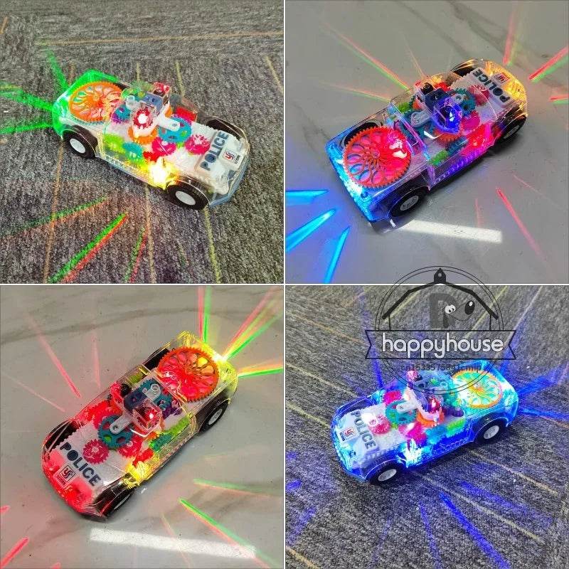 Baby toys Toddler Police Car Electric Vehicle Toy Auto Driving Transparent Gears Music Lights Cars Toys for Kids Boys - AIAZ