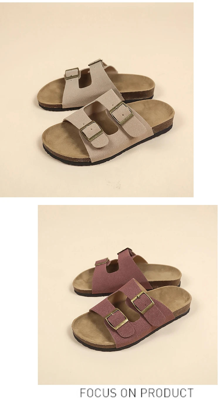 Flat Slippers For Women 2025 New Luxury Men Indoor Bottom Non Slip Cork Slippers Women's Beach Outdoor Home Flip Flops Sandals