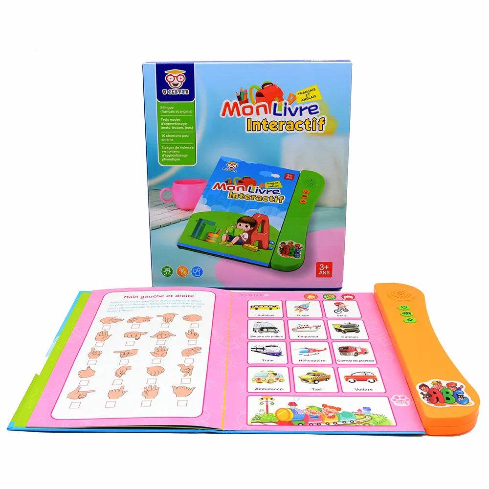 French and English Bilingual Finger Reading Children's Voice Book Intelligent Learning Toys French E-book Early Education Tool - AIAZ