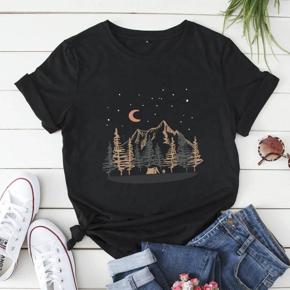 Oversized Women Tops 2024 Summer Woman Clothes Cotton T-shirt Female Short Sleeve Tees Women's Tshirt Graphic T Shirts - AIAZ