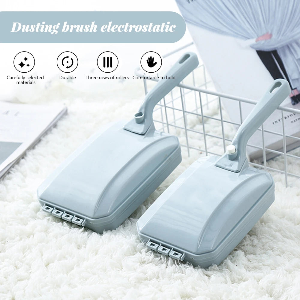Electrostatic Carpet Floor Sweeper Brush Handheld Sofa Cleaning Roller for Bed Fluff with Trash Collector Household Cleaner