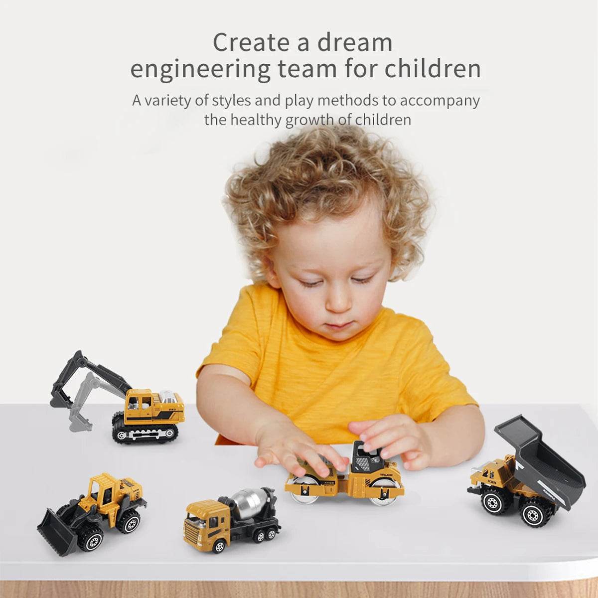 6pcs/set Alloy Engineering Truck Toy Car Classic Construction Model Vehicle Loader Tractor Excavator Toys for 3 years Boys Gifts - AIAZ