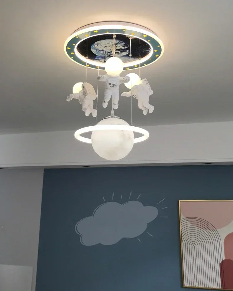 Hot Selling Creative Astronaut Children's Pendant Lights Cartoon Bedroom Lights  Decorative Lighting Fixtures Tri Colored Light
