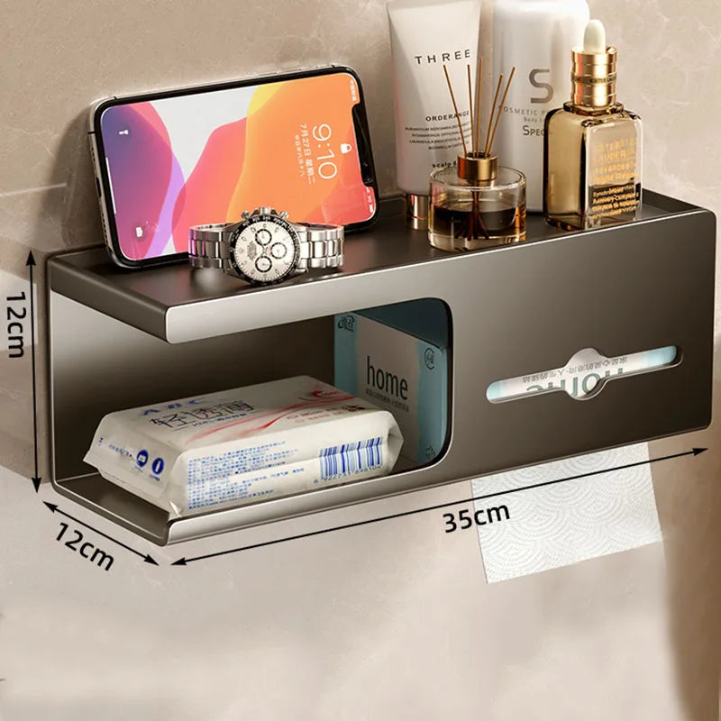 Toilet Paper Holder Wall-Mounted Carbon Steel Toilet Paper Holder Tissue Rack Bathroom Tissue Holder Bathroom Accessories