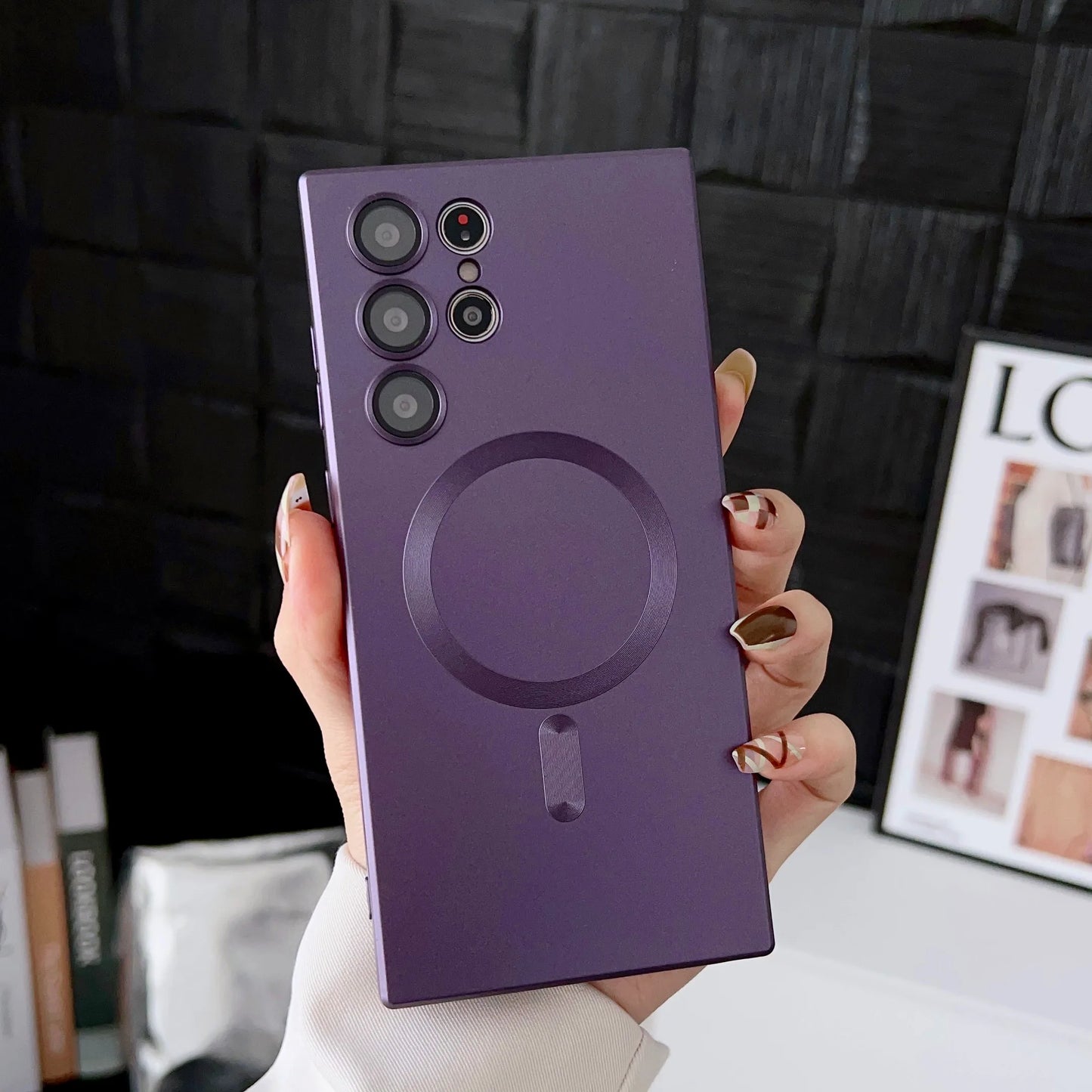 Luxury Magnetic Wireless Charging Matte Case For Samsung Galaxy S25 S24 S23 S 25 24 Ultra Plus Cases Shockproof Soft Phone Cover