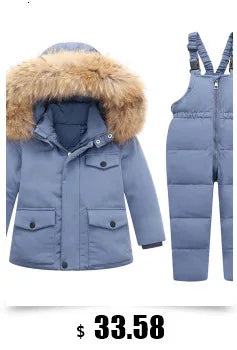 -30 degree Winter Ski Suit Plus Velvet Baby Jumpsuit Boy Overalls Warm Kids toddler girl Clothes Children Clothing coat overcoat