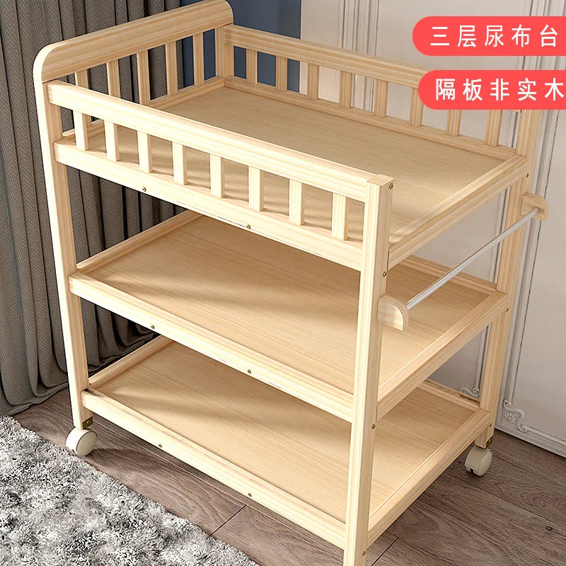 ZZ solid wood diaper changing table mobile care bath massage multi-functional baby newborn changing table