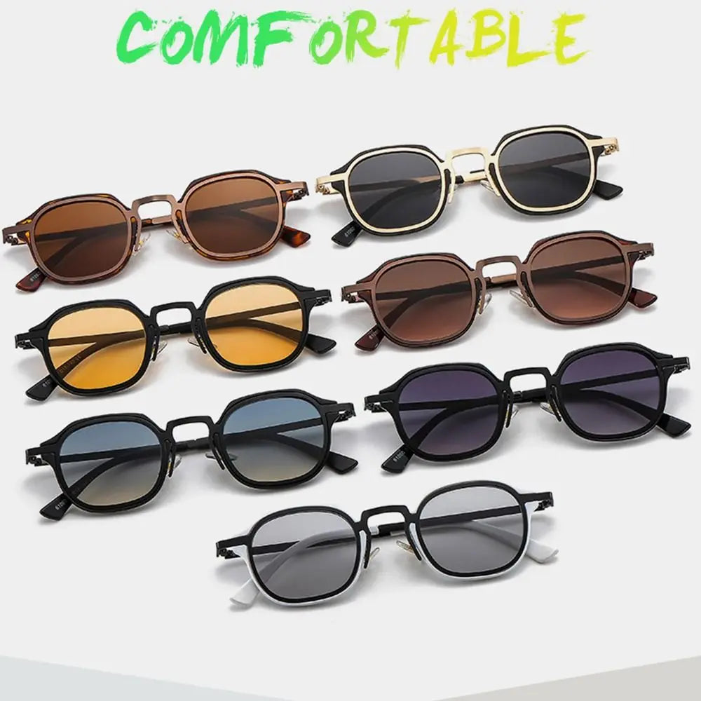 Punk Shades Vintage Trendy Driving Sun Glasses UV400 Protection Small Square Sunglasses for Women & Men