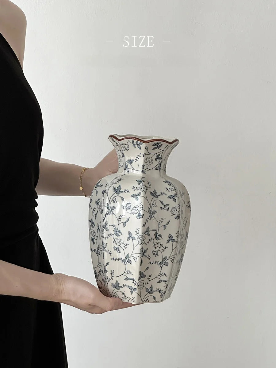 Cerc Flower Vase Decoration Jingdezhen Blue And White Porcelain Living Room Floral Arrangement Desktop Flower Ho...
