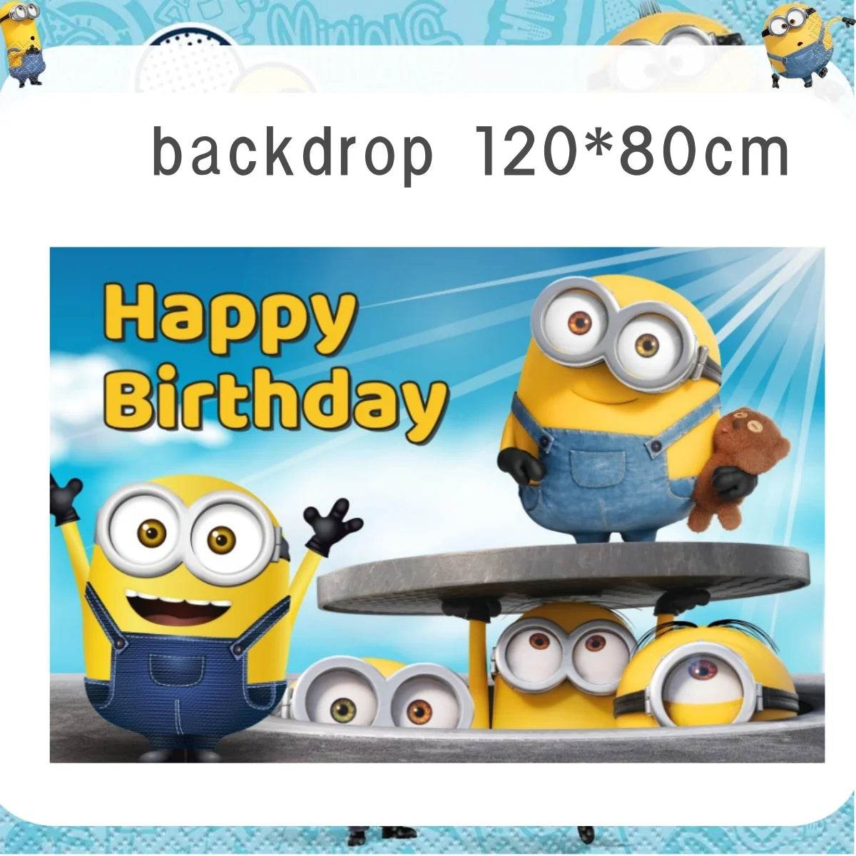 Big Eye Yellow Man Birthday Party Supplies Set - Disposable Tableware Tablecloth Plate Cup Balloon for Boys & Girls Baby Shower - AIAZ