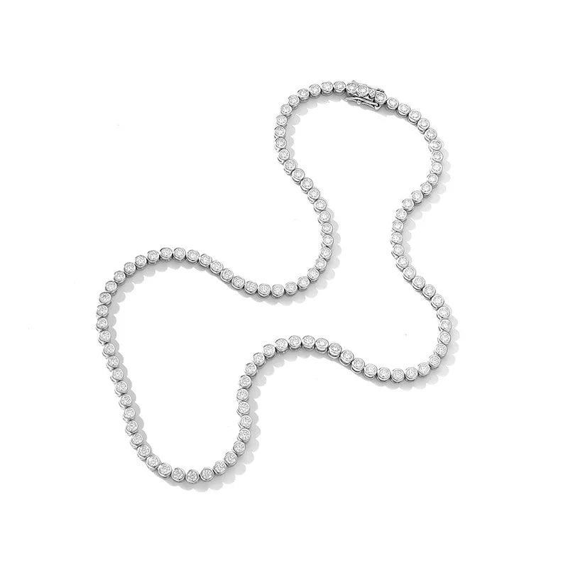 EWYA Luxury Bubble 2/3mm D Color Full Moissanite Tennis Necklace for Women S925 Silver Plated 18K Diamond Neck Chain Necklaces