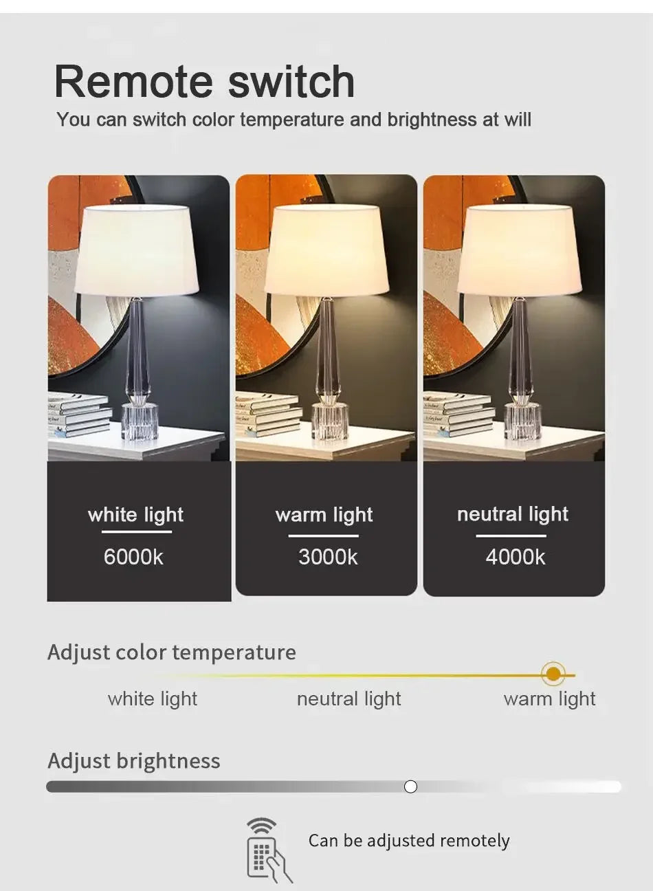 2025 Creative Fabric Table Lamp Crystal Glass Ball Lamp Living Room Creative Bubble Light Bedroom Beside Art Reading Lamp