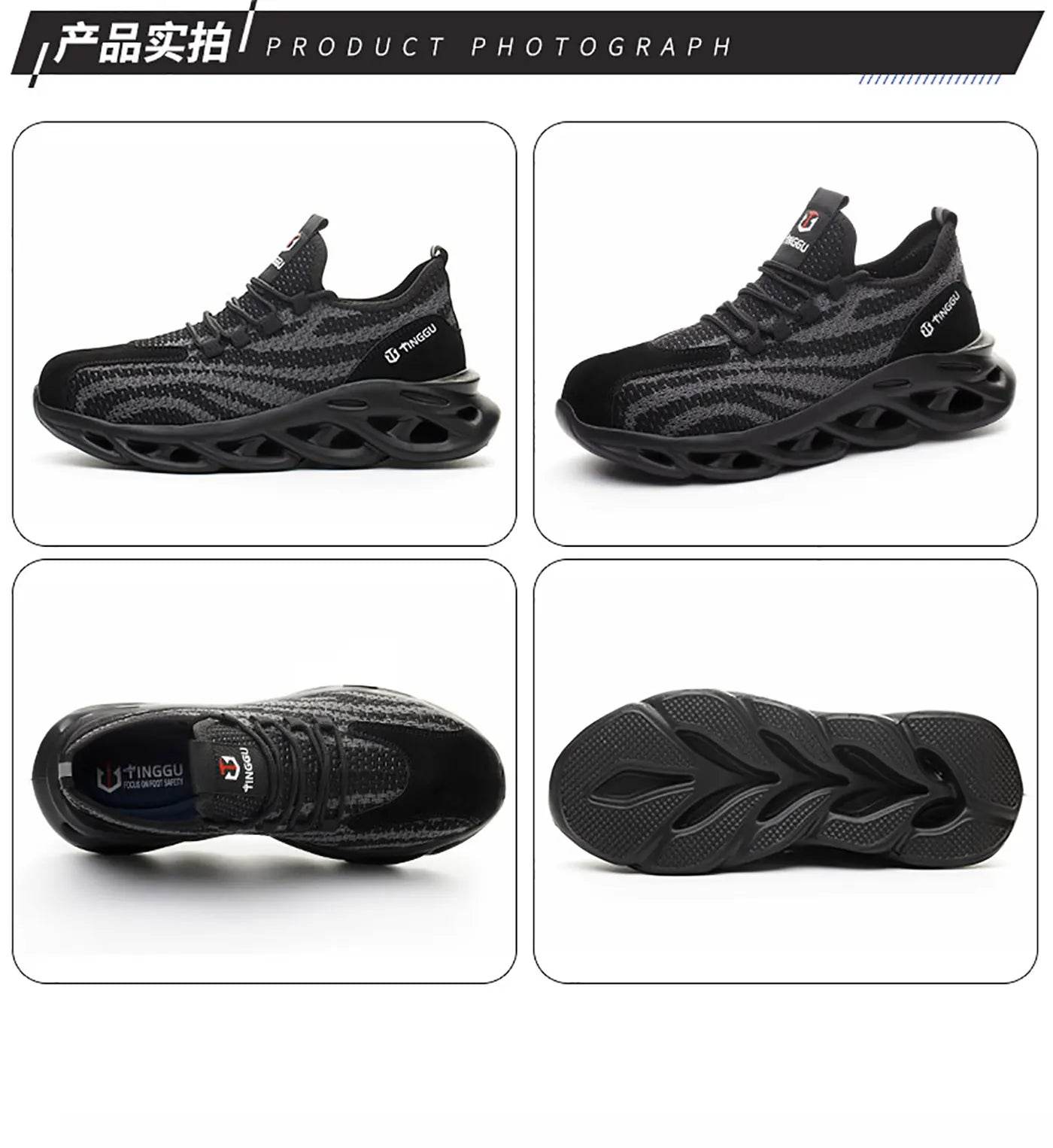 Men's safety shoes are anti impact, anti puncture, soft, comfortable, breathable, anti slip, and wear-resistant work shoes - AIAZ