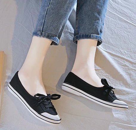 Shoes For Women Flat Canvas Lace Up Woman Footwear White Comfortable And Elegant Stylish Low Price Daily Routine 39 Sale A