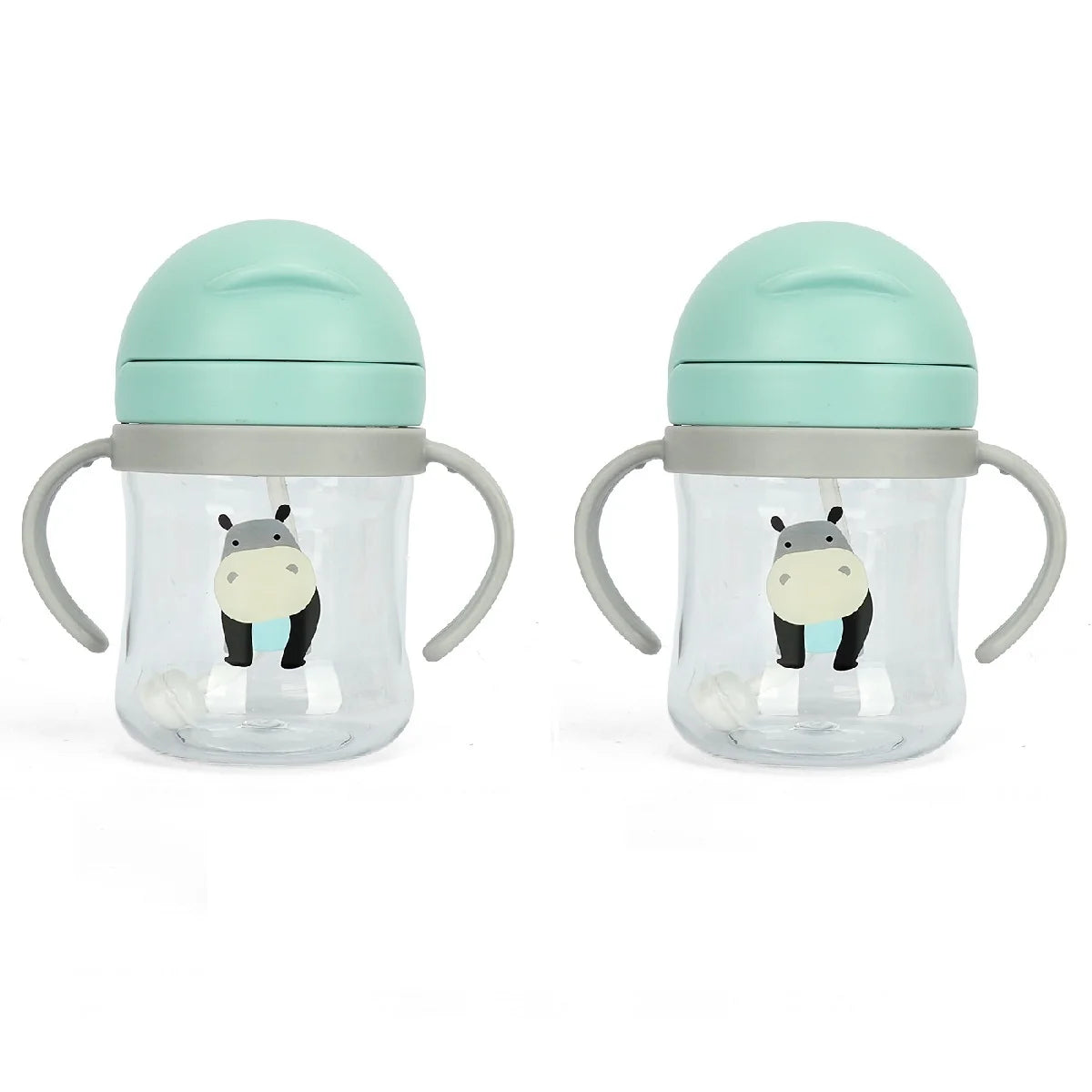 1/2pcs 250ml Pink Baby Drinking Cup Feeding Bottle With Straw Gravity Ball Wide Caliber Drinking Milk Water Bottle With Handle