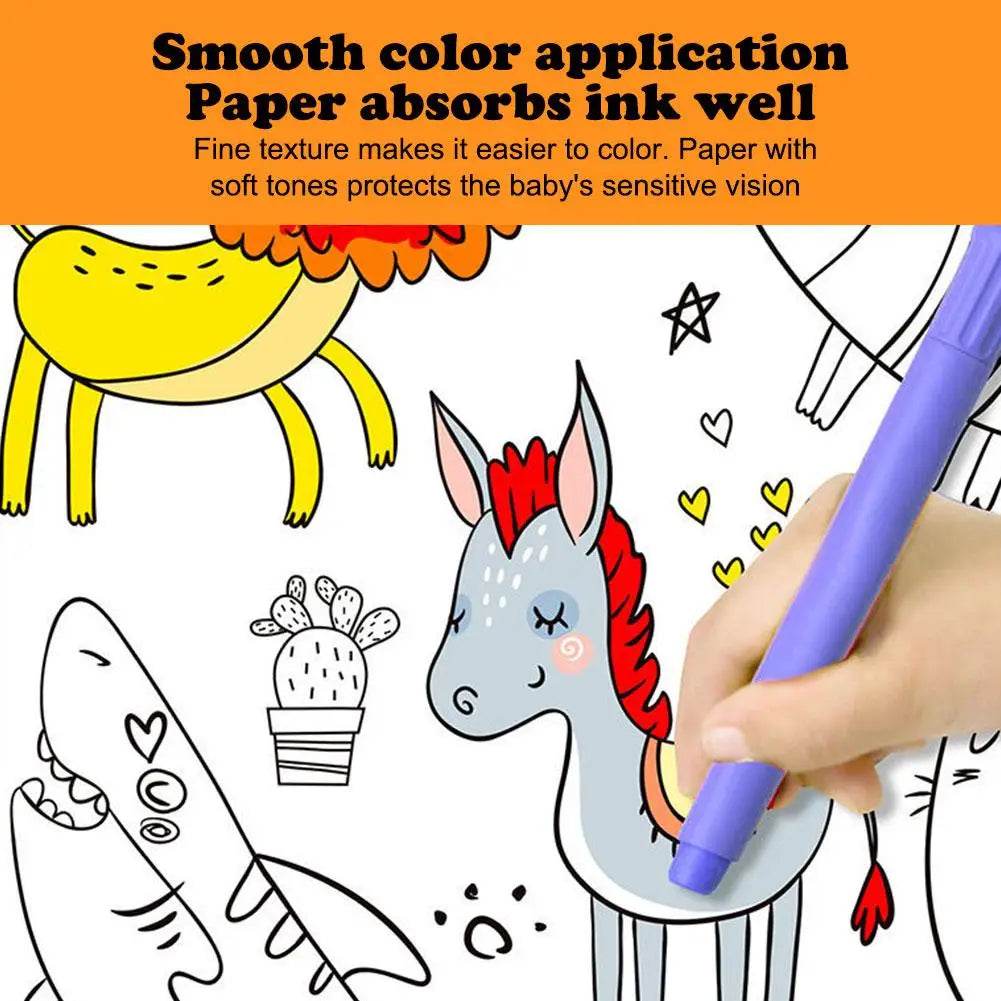 Children's Drawing Roll Sticky Color Filling Paper Graffiti Scroll Coloring Paper Roll For Kids DIY Painting Educational Toys - AIAZ