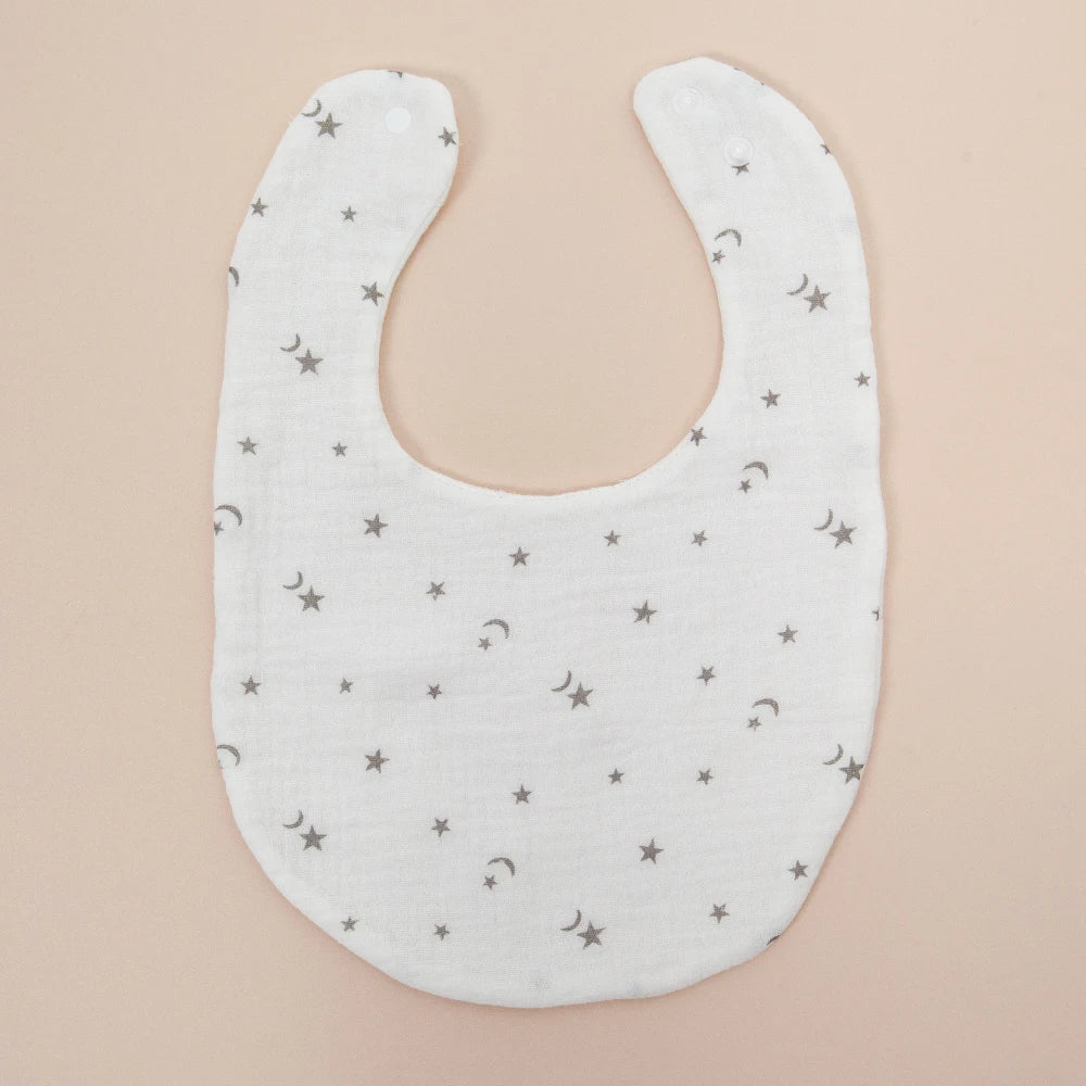 2Pcs/Set Baby Bibs Reusable Saliva Towel Good Absorption Soft 100% Cotton Gauze Cartoon Print Adjustable Baby Feeding Bibs