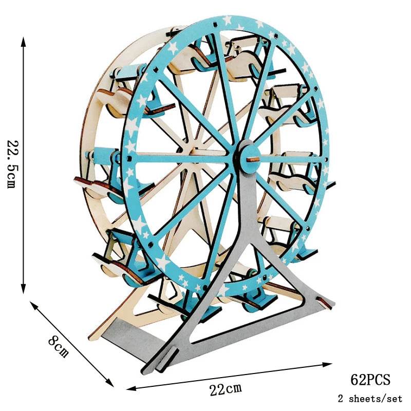 Retro Bus European-style Campervan 3D Wooden Car Puzzle DIY Sailing Ship Airplane Building House Model Jigsaw Toys For Children - AIAZ