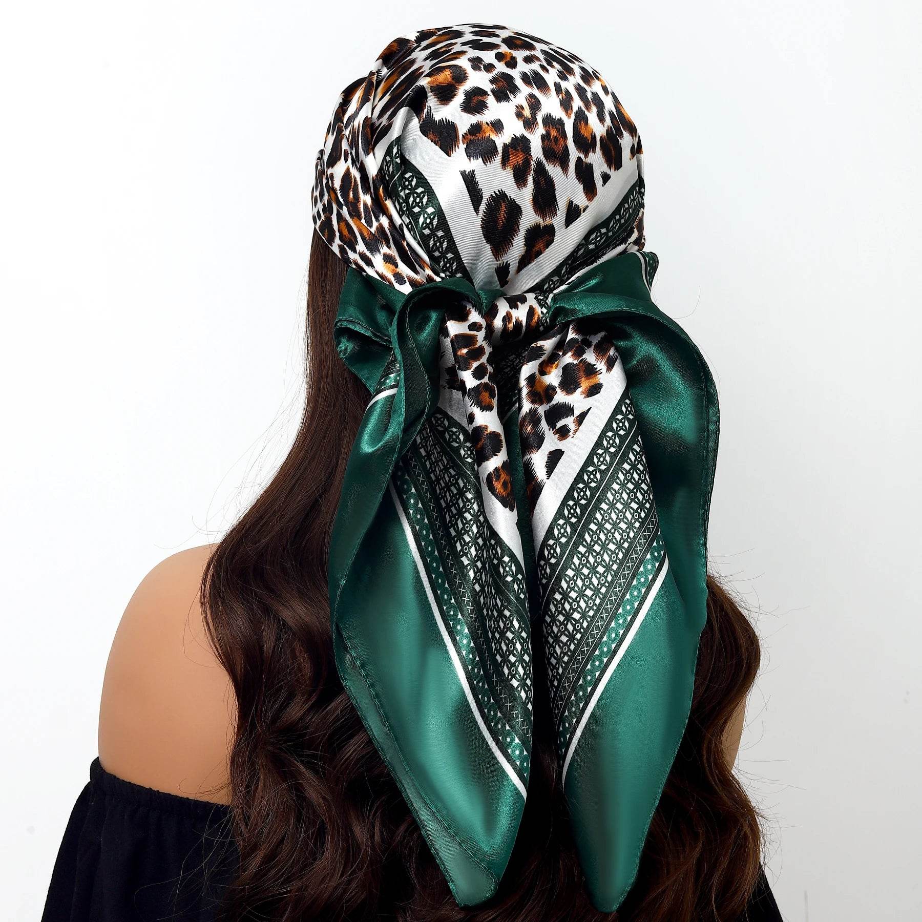 New 90*90cm Retro Brand Women Silk Scarf Bandanna Fashion Bohemian Pattern Square Hijab Lady Wrap Headband foulard muffler - AIAZ