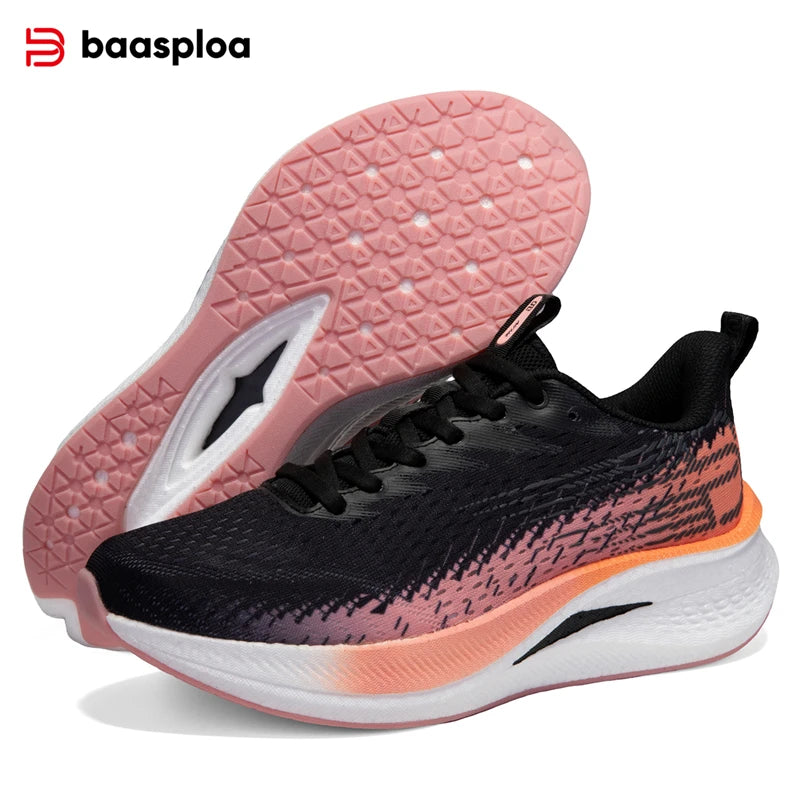 Baasploa Women Professional Running Shoes Outdoor Carbon Plate Non Slip Sports Shoes Female Casual Breathable Jogging Sneakers