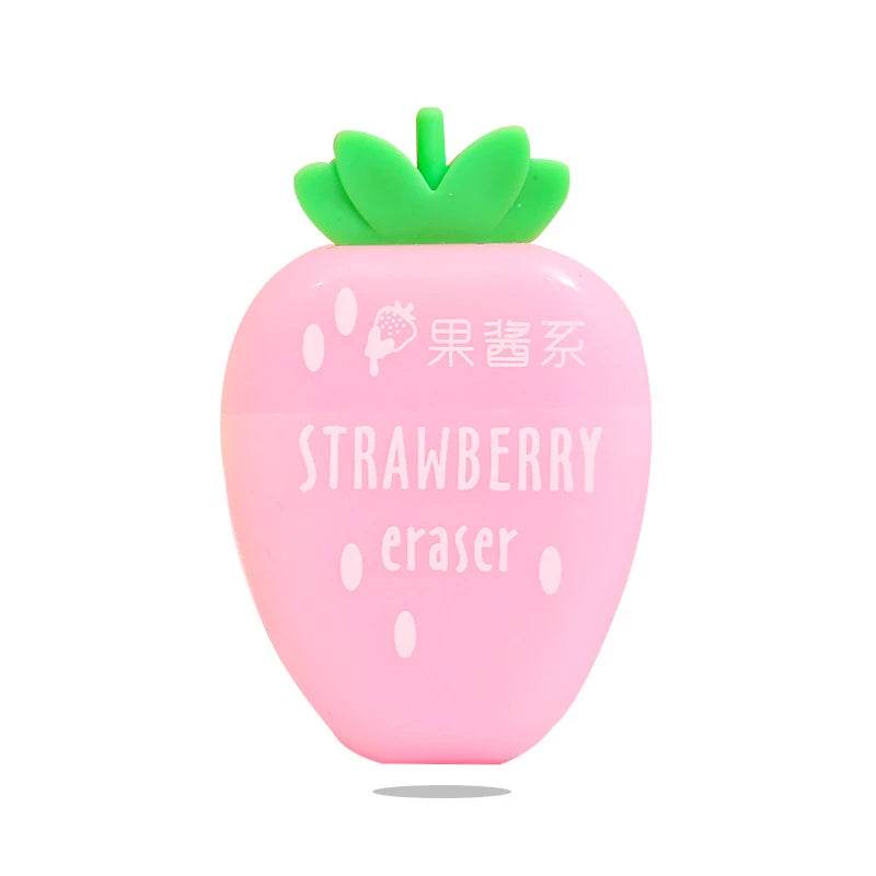 3 pcs/lot Sweet Strawberry Rubber Eraser School Supplies Stationery Kids Students Cool Prizes Cute Erasers - AIAZ