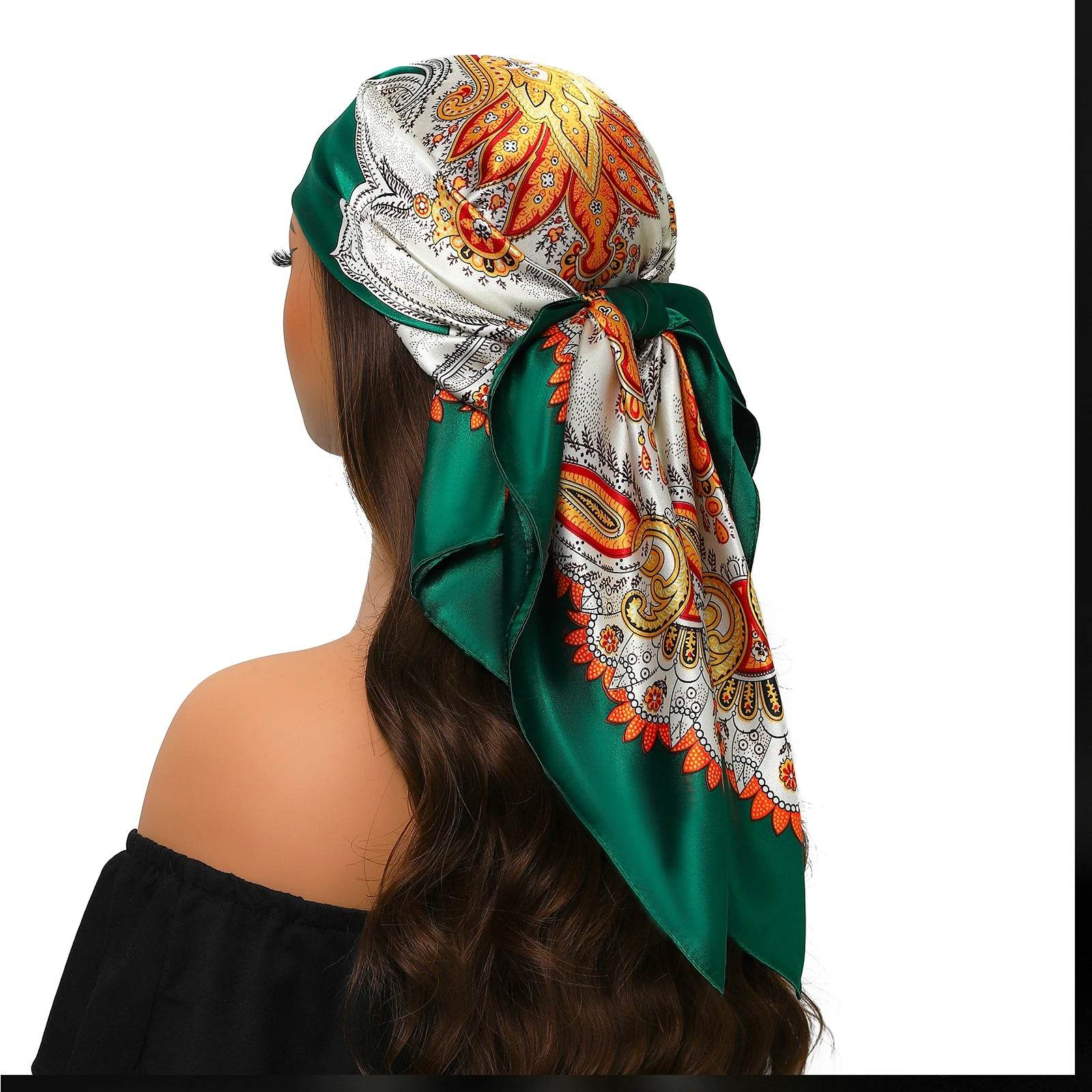 Head Scarf Women Luxury Brand Square 90*90cm Silk Foulard Satin Bandana Cheveux Soft Neckerchief Hijab Hair Scarves For Ladies - AIAZ