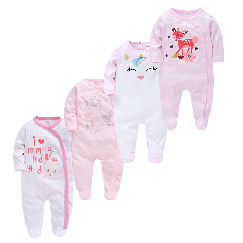 3/4 Pcs a lot Kavkas Baby Boy Rompers Newborn Cotton Girls Clothes Long Sleeve Summer Soft Jumpsuit O-neck 0-12m Onesie Clothing