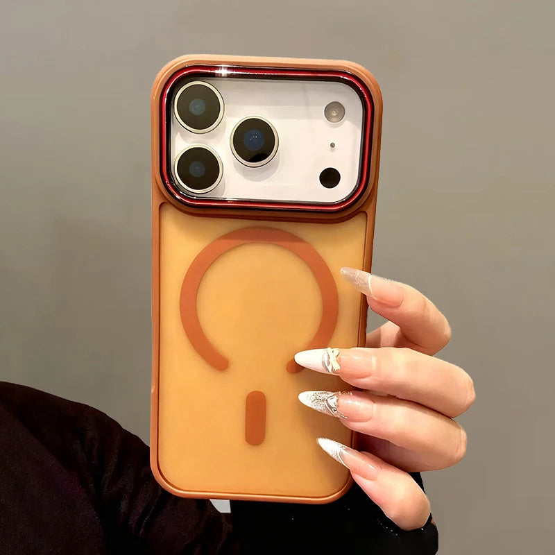Luxury Matte Magnetic for Magsafe Phone Case for iPhone 17 Pro Max 17 Air Metal Lens Frame Cover for iPhone 16 13 14 15 Pro Max