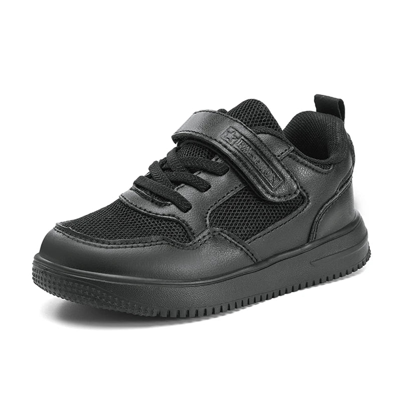 Children's Fashion Sports Shoes Black Student Kids Boys & Girls Non Slip Flat Walking Shoes Lightweight Breathable Tennis