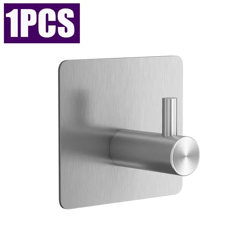 4/1pcs Black Self-Adhesive Wall Hooks for Hanging Keys Clothes Hanger Bathroom Door Robe Hook Coat Rack Towel Holder Accessories