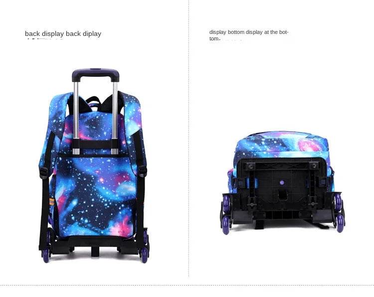 School bags with Wheels School Rolling Backpacks for Boys Trolley Bag Waterproof Orthopedic School Bag Student Wheeled Backpack - AIAZ