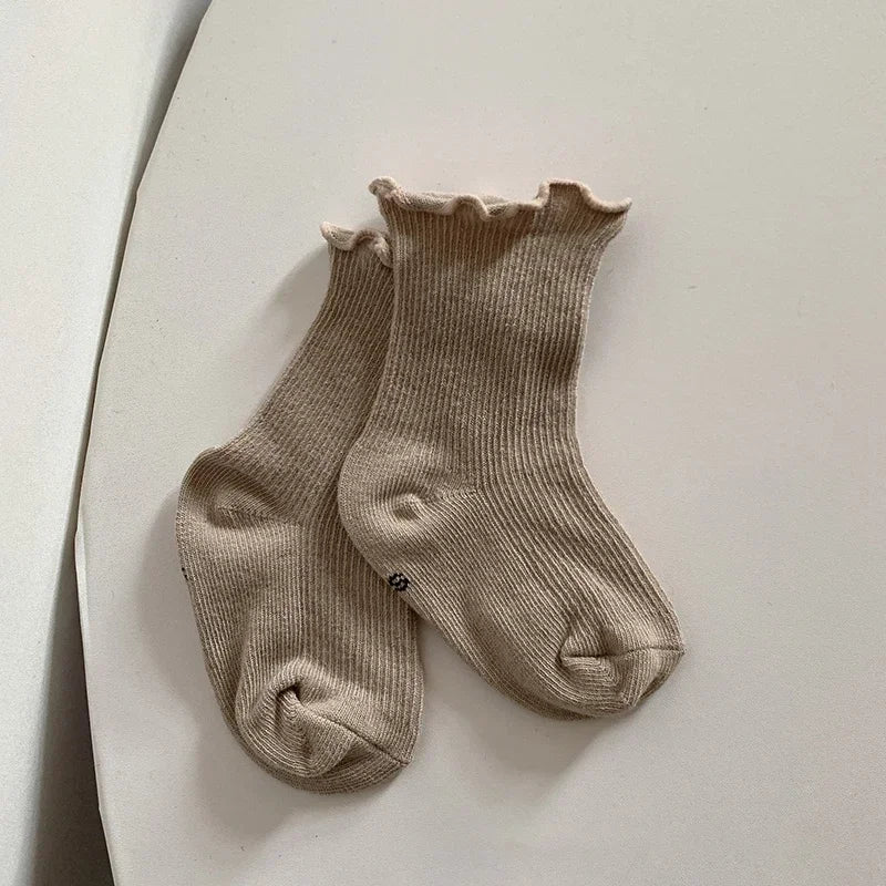 Newborn Cute Ruffle Lace Cuff Socks Infant Baby Girls Ankle Socks Spring Autumn Children Kids Soft Warm Ribbed Cotton Floor Sock