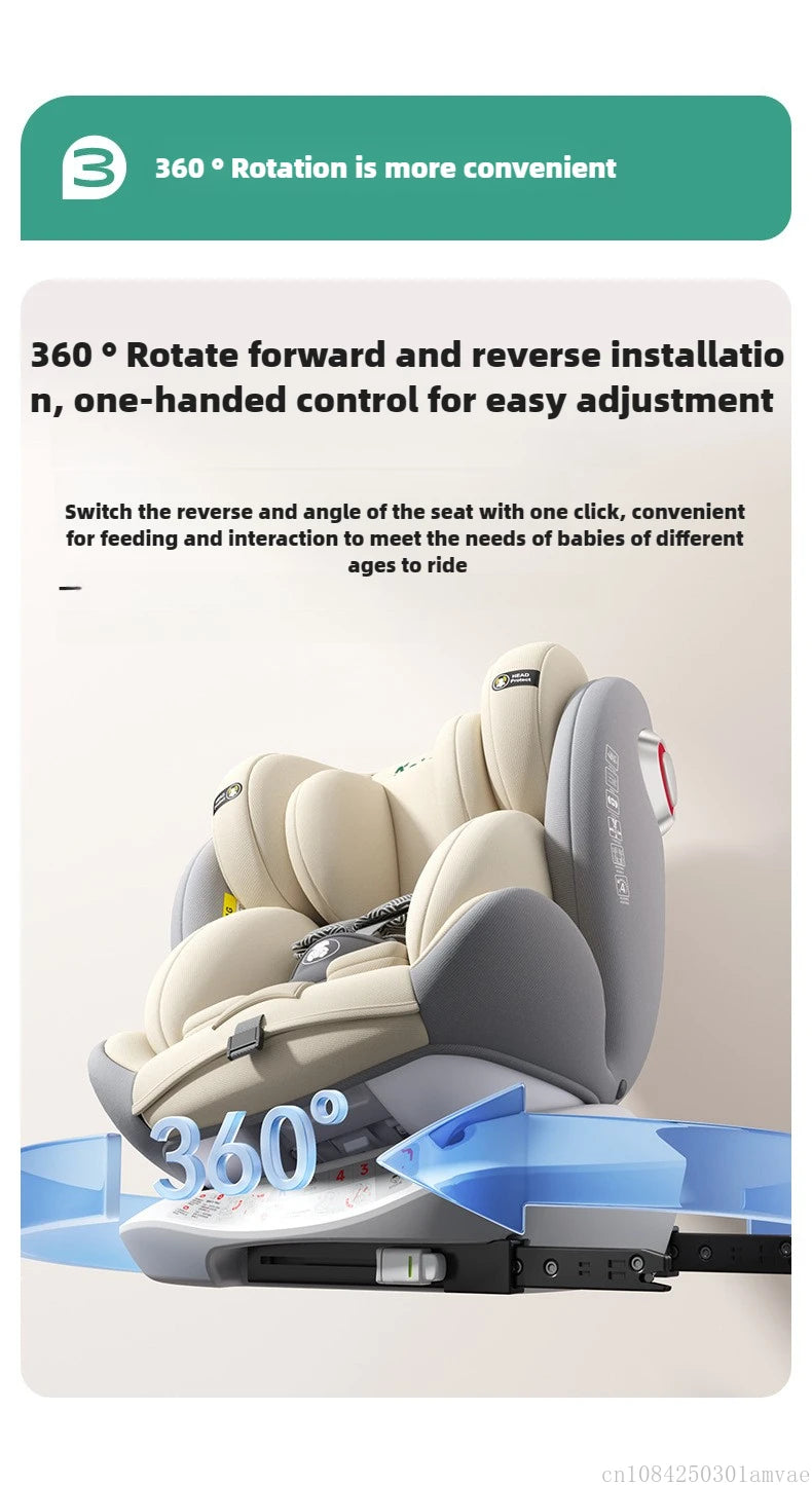Universal 360° rotation Child Car Safety Seats baby car seat sit chair for 0-12 years old ISOFIX steel interface for newborn