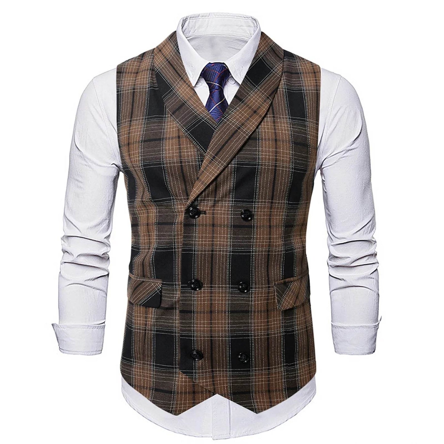 2025 Men's Spring Casual Single Button Suit Vest V Neck New Style British Men's Suit Vest Waistcoat Formal Business Suit Vest - AIAZ