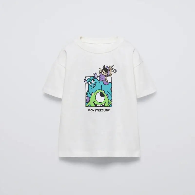 Kids Tops Cute Casual Loose Costume For 0-6Age Child Summer New White Tshirt Fashion All-match T Boys Girls Cartoon T-shirt