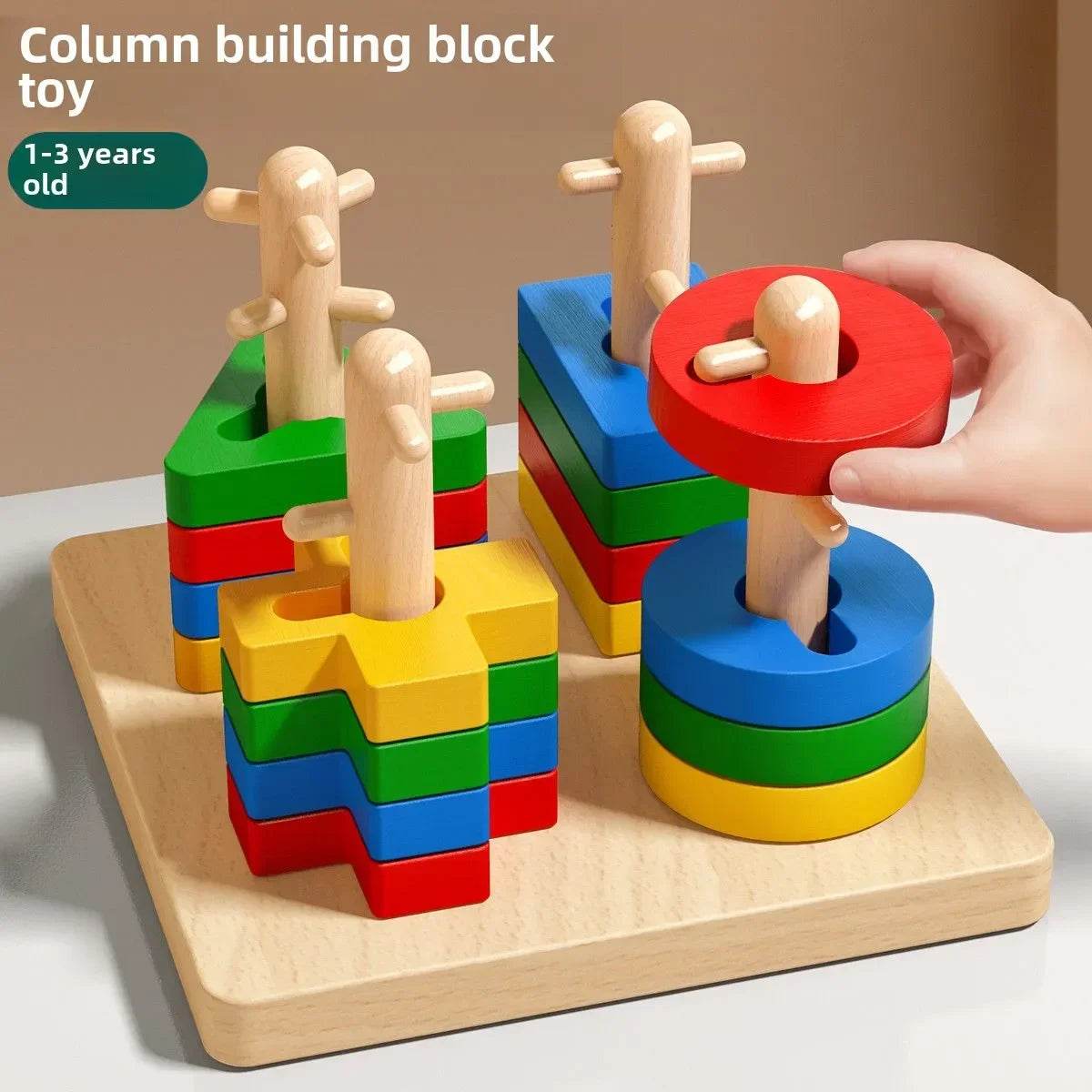 For montessori educate Wooden Sorting Stacking Toys Puzzle for Toddlers and Kids Preschool Fine Motor Skill Toy for 1 Years - AIAZ