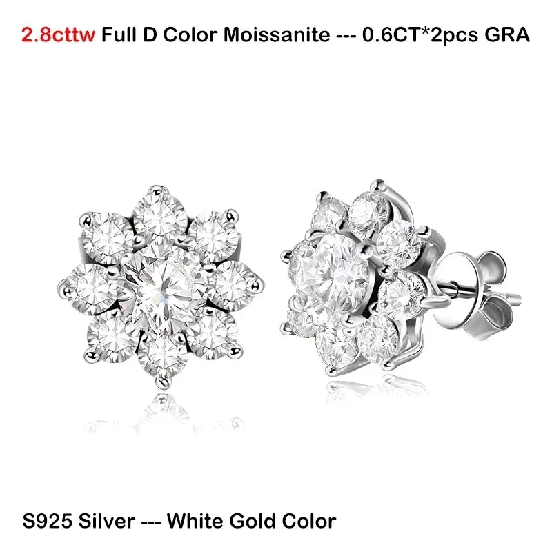 NKHOG Full Moissanite Jewelry Set 925 Sterling Silver Sunflower Necklace Bracelet Earring Sets For Women Fine Jewelry GRA Tested