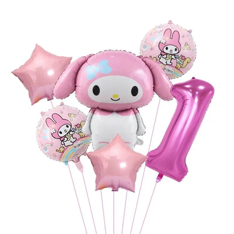 6pcs Cartoon Sanrio Cute Kuromi My Melody Cinnamoroll Foil Balloon 32 inch Number Set Children's Birthday Party Decorative Toys - AIAZ
