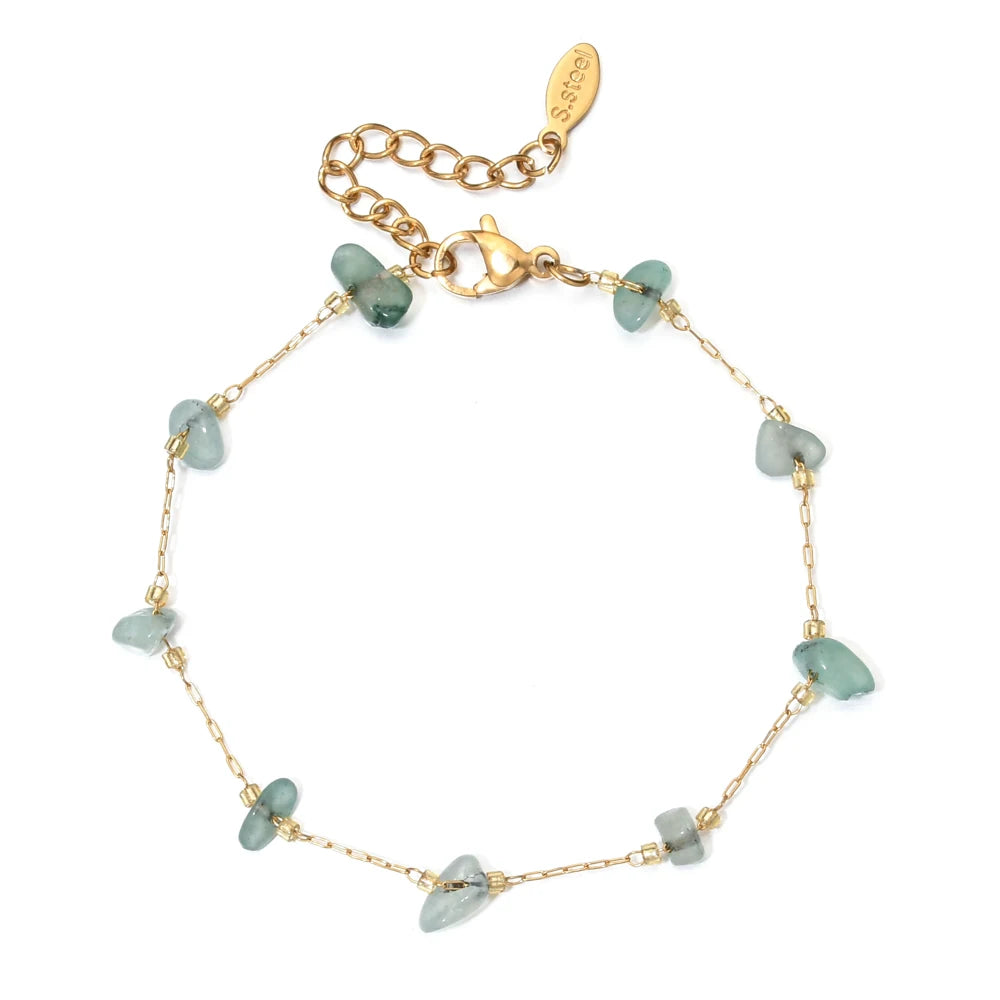 Irregular Natural Stone Stainless Steel Chain For Women Gilrs Gold Color Bracelet Femme Summer Jewelry Gift Adjustable for Women