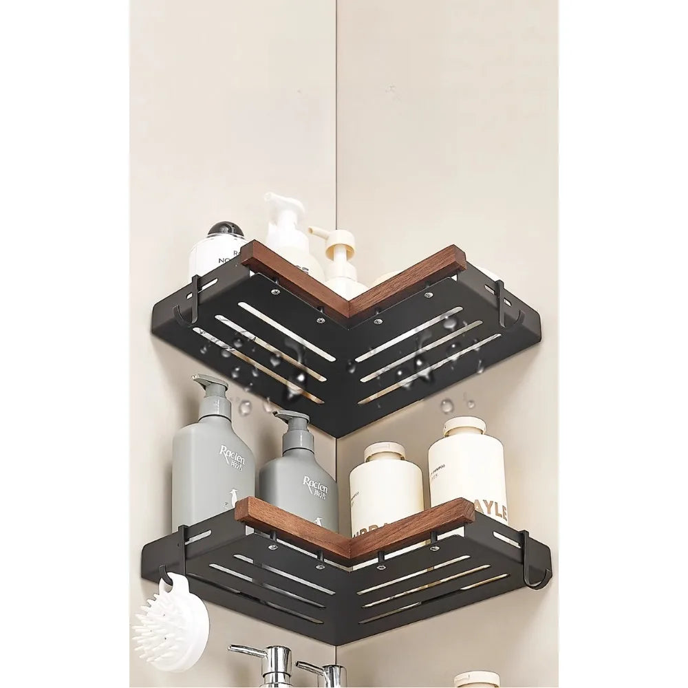 Walnut Bathroom Toilet Shelf No Punching Hand Wash Shower Toilet Body Wash Storage Triangle Shelf