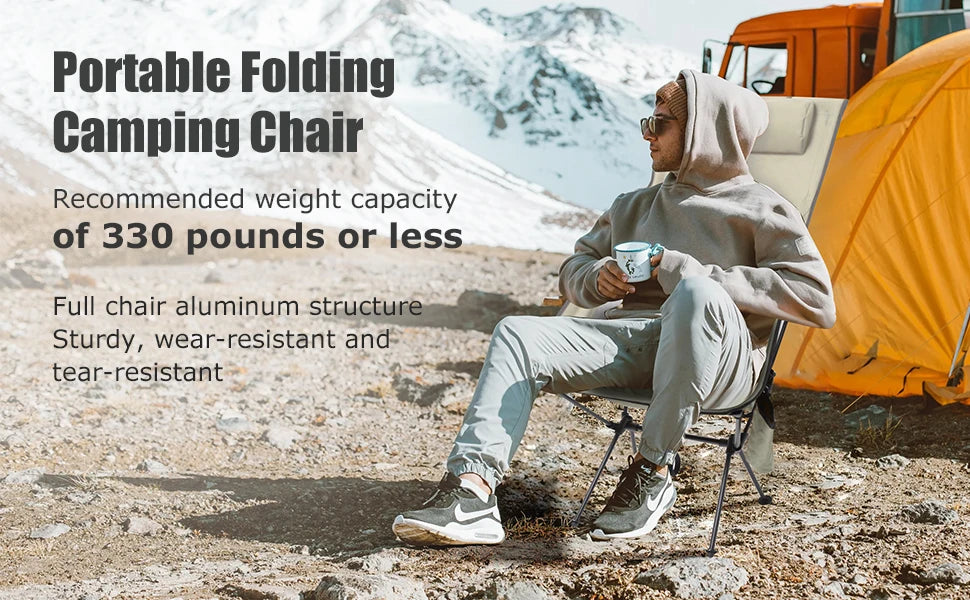 Westtune Portable Folding Camping Chair with Headrest Lightweight Tourist Chairs Aluminum Alloy Fishing Chair Outdoor Furniture