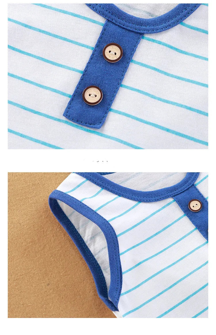 Summer Sleeveless Baby Rompers 0-2Y Striped Onesies for Newborn Baby Boy Infant Girl Striped Jumpsuit Baby Clothing