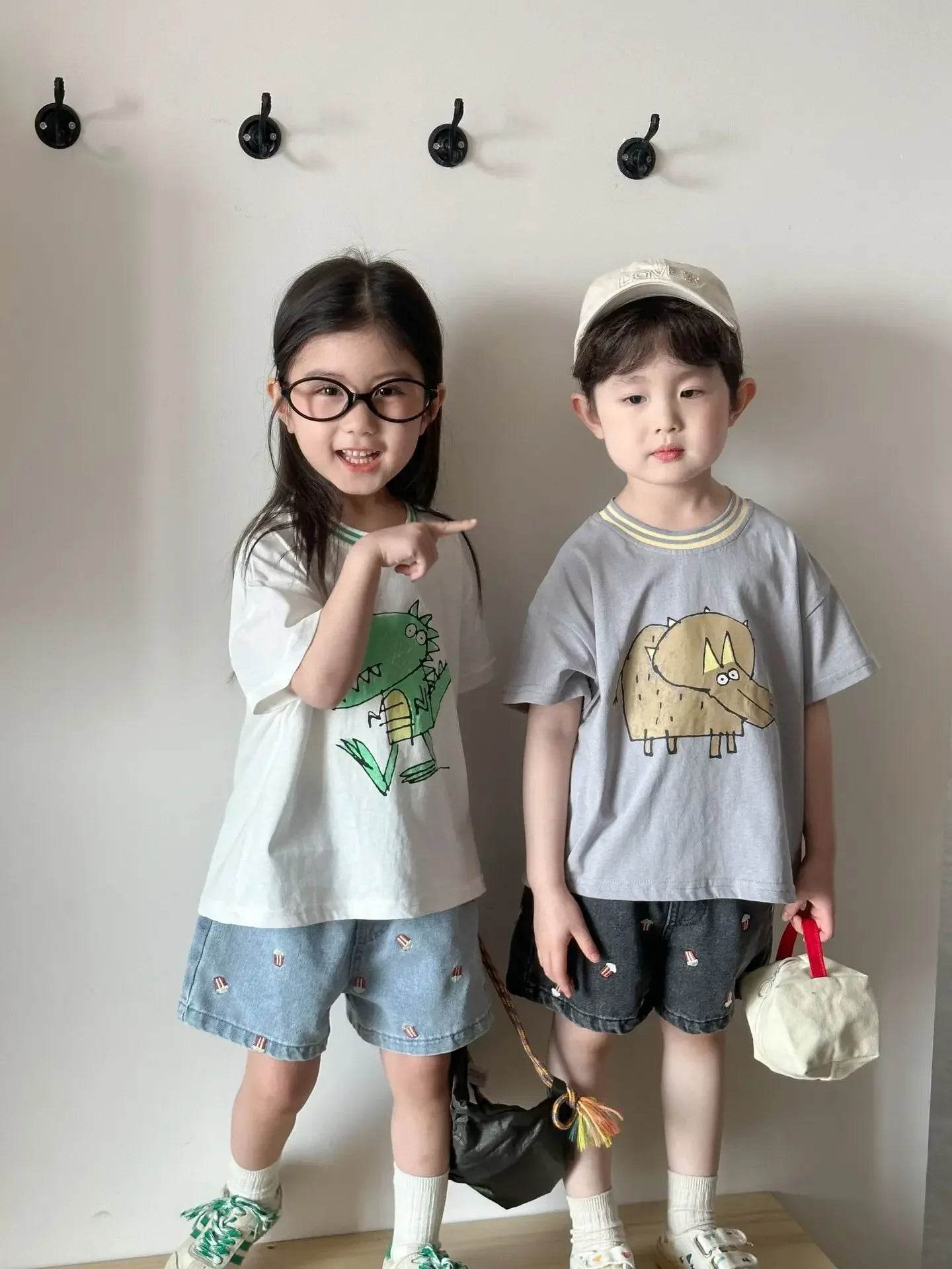Fashion Cartoob Print Denim Kids Shorts Girls Pants Summer 2025 New Boys Summer Clothes Baby Loose Casual Pants - AIAZ